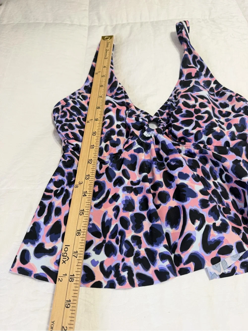 NWT Freely Leopard Print Tankini Top Pink Purple Swim Top A-Line Flowy - Picture 6 of 6